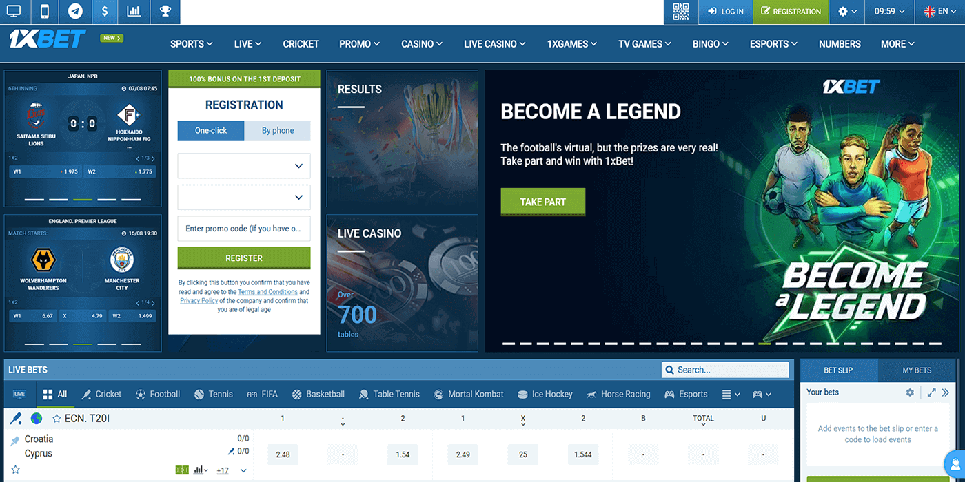1xBet Login via Website