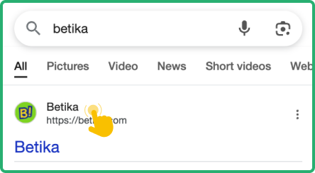 Go to the Betika website