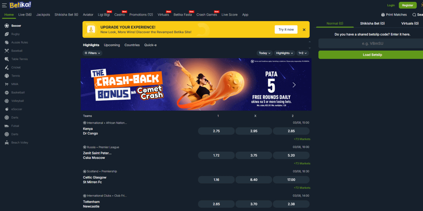 Betika website login