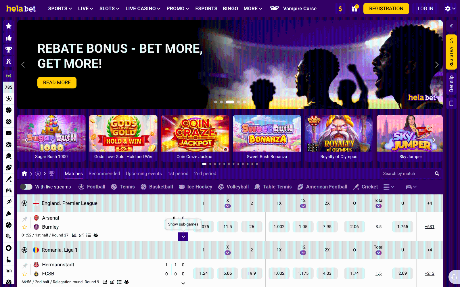 Helabet Desktop Website