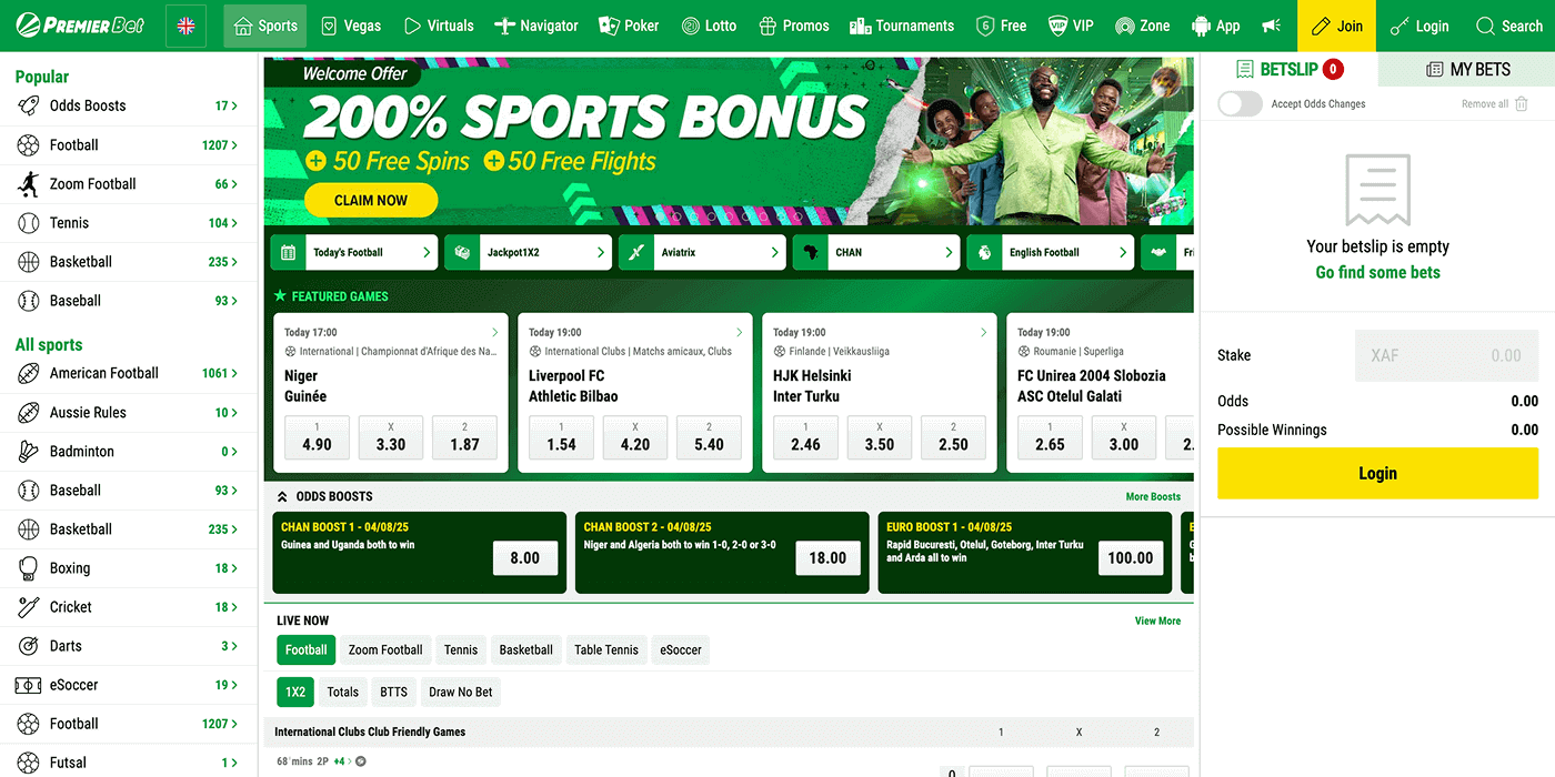 Premier Bet Desktop Website