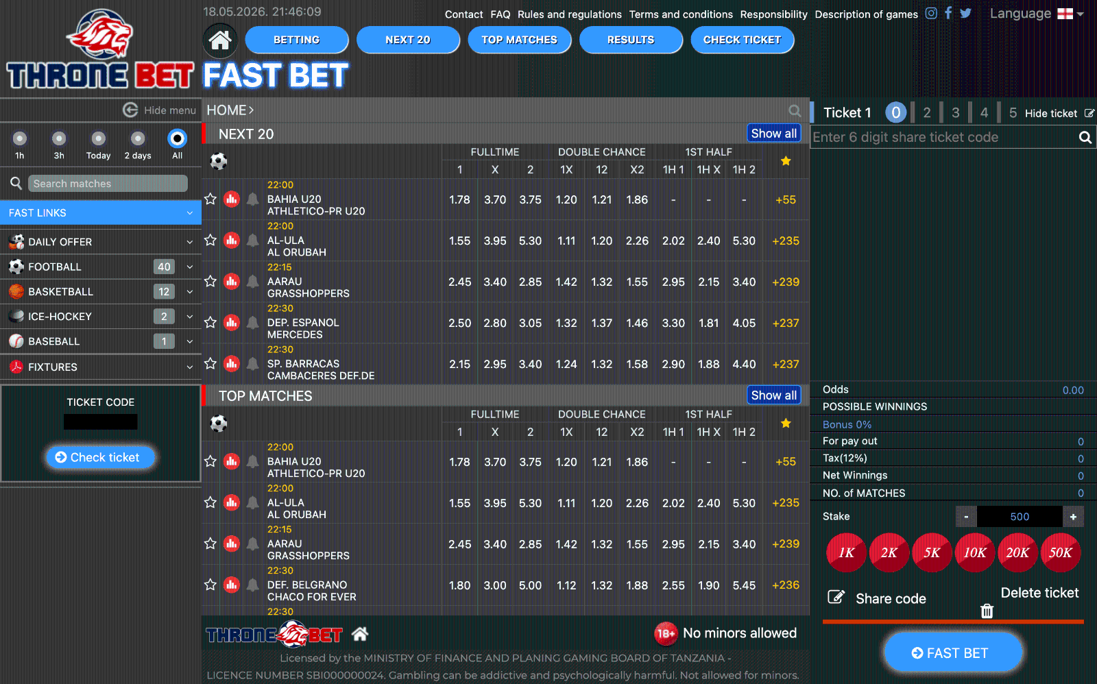 Thronebet Desktop Website